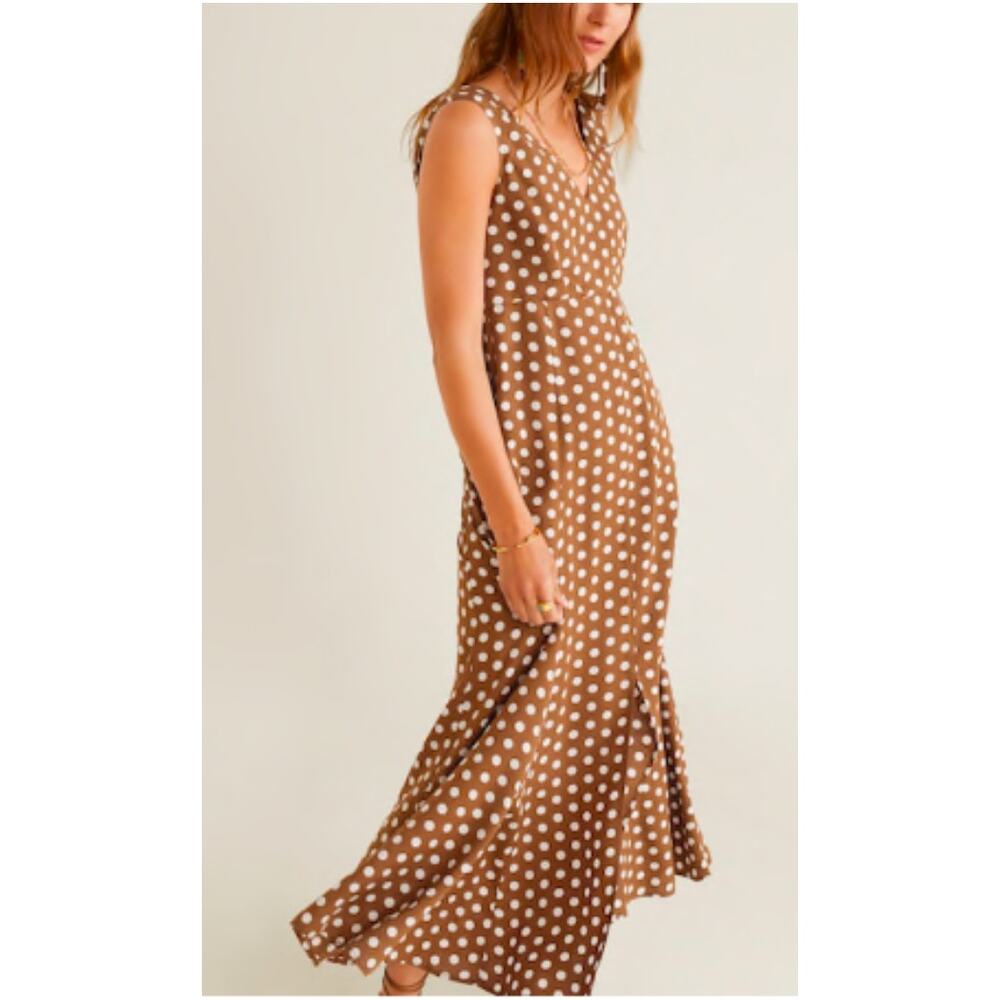 Mango Brown Polka Dot Maxi Dress
